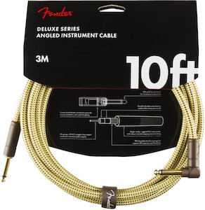 Fender Deluxe Series Tweed Instrument Cable – 10ft Straight-Angled