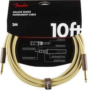 Fender Deluxe Series Tweed Instrument Cable – 10ft Straight-Straight