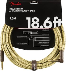 Fender Deluxe Series Tweed Instrument Cable – 18.6ft Straight-Angled