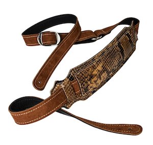 Franklin Cognac Glove Leather w/ Snakeskin Vintage Guitar Strap