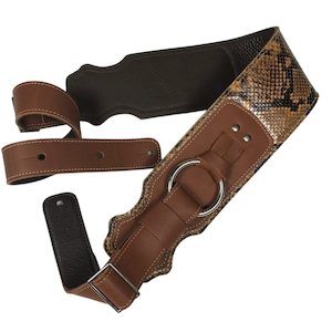 Franklin Cognac Leather/ Snakeskin Bass Ring Guitar Strap