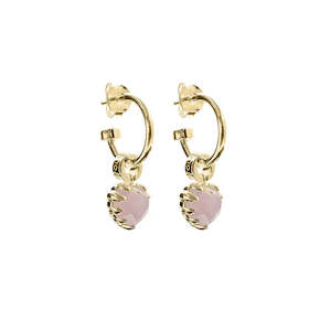 STOLEN GIRLFRIENDS CLUB Love Anchor Earrings | Rose Quartz Gold Plated