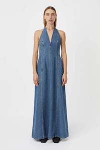 CAMILLA AND MARC Cascadia Halterneck Denim Maxi Dress | Classic Blue