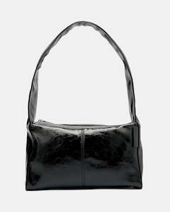 Luca Shoulder Bag | Black Glossy Crinkle