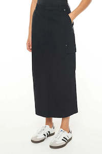 Canvas Cargo Skirt | Washed Black