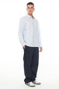 Huffer Mens: Oxford LS Shirt | Mid Blue