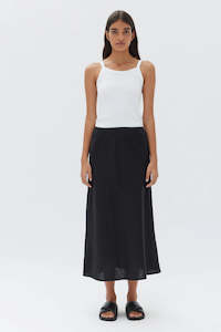 ASSEMBLY LABEL Stella Linen Bias Skirt | Black