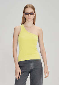 Womens Fine Rib One Shoulder Tank | Lemon