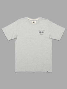 JUST ANOTHER FISHERMAN Snapper Logo Tee | Grey Marle/Navy