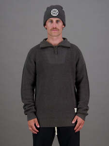 Deep Sea Zip Knit  - Black Olive