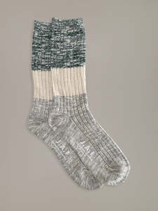 Port Socks - Green/Beige/Grey