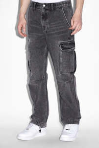 Mens Denim: Riot Cargo Pant | Faded Black