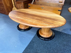 Solid rimu oval pedestal base coffee table The Heart Of Rimu Furniture co