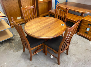 BRAND NEW woodpecker solid recycled rimu 5 pcs dining suite The Heart Of Rimu Furniture co