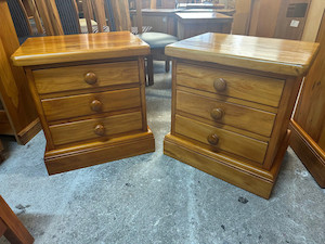 Chunky rimu 3 drawer bedsides cabinets The Heart Of Rimu Furniture co