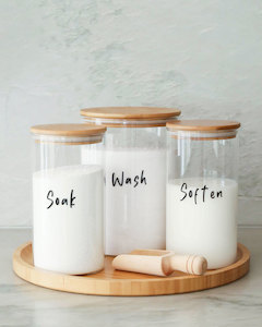 Kitchenware manufacturing - glass: Glass & Bamboo Laundry Set