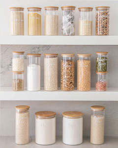 Glass & Bamboo Pantry Set