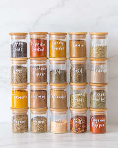 Glass & Bamboo Spice Jars Set