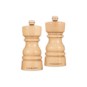 Cole & Mason London Natural Beech Wood Salt & Pepper Mill 13cm Set of 2