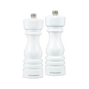 Cole & Mason London White Gloss Salt & Pepper Mill 18cm Set of 2