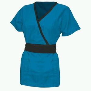 EZ Care Faux Wrap with Tiebacks - Teal/Black