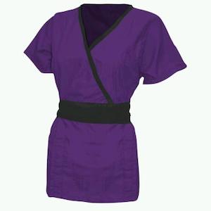 EZ Care Faux Wrap with Tiebacks - Plum/Black