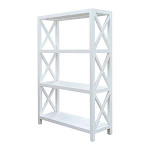 Rustic Bookcase 4 Shelves Whitewash