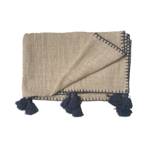 Fullpricehomewares: Natural Throw with Blue Edging