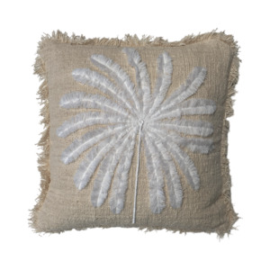 Ivory Cushion with White Tassel