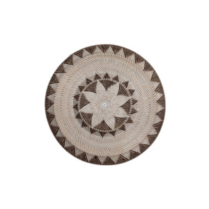 Small Rattan Platter- Brown & White