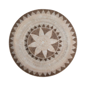 Wall Decor: Large Rattan Platter - Brown & White