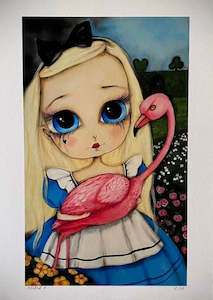 Alice and the Flamingo - Fine Art Print