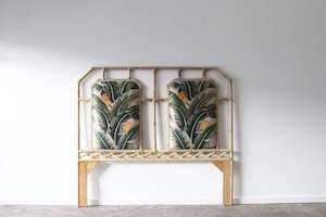 Furniture: Aloha Natural Cane and Upholstered Bedhead