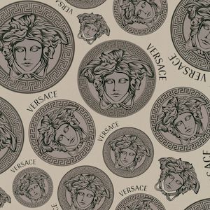 Medusa Plates Metallic Wallpaper (Versace 3 Collection) - Stone