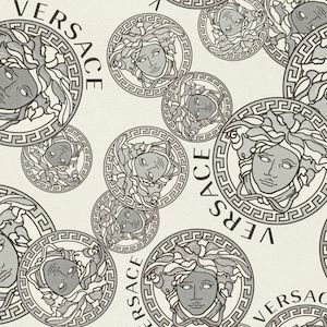 Medusa Plates Metallic Wallpaper (Versace 3 Collection) - Black & White