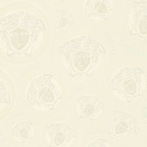 Medusa Plates Metallic Wallpaper (Versace 3 Collection) - White