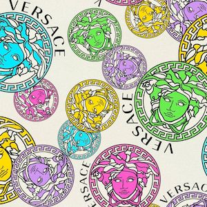 Medusa Plates Metallic Wallpaper (Versace 3 Collection) - Multicolour White