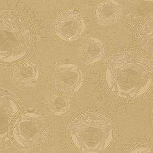 Medusa Plates Metallic Wallpaper (Versace 3 Collection) - Brown Gold