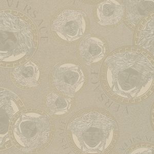 Medusa Plates Metallic Wallpaper (Versace 3 Collection) - Metallic Gold