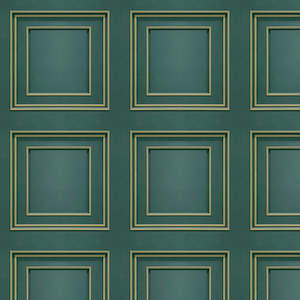 Amara Wood Panel Wallpaper - Green/Gold Discontinuing