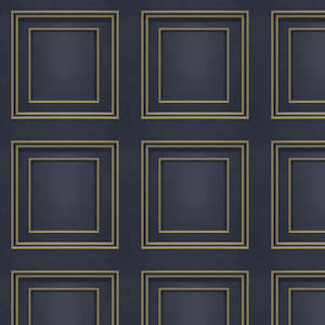 Amara Wood Panel Wallpaper - Navy/Gold Discontinuing