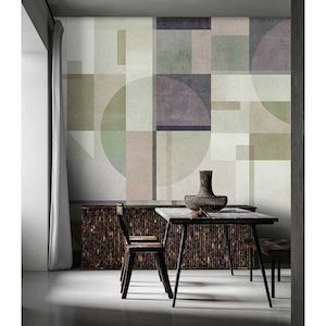 Piazza  Mural Wallpaper - Green - 2.45m H x 2.15m W