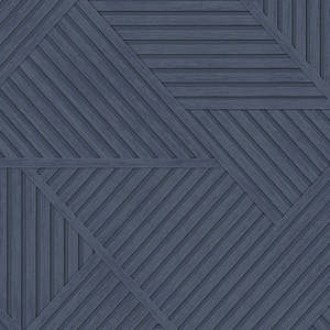 Cascading Gardens: Sample - Elba - Geometric Wood Panel Wallpaper - Navy