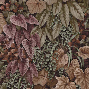 Sample - Cascading Garden - Lush Botanical Wallpaper - Crimson