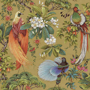 Sample - Yasuni - Orential Tropical Bird Wallpaper - Ochre