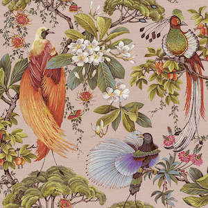 Sample - Yasuni - Orential Tropical Bird Wallpaper - Pink