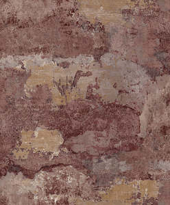 Sample - Elgon - Distressed Concrete Wallpaper - Burgundy