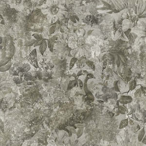 Cascading Gardens: Sample - Thalia - Peacock Distressed Concrete Wallpaper - Natural