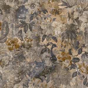 Sample - Thalia - Peacock Distressed Concrete Wallpaper - Navy