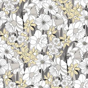 Villa: Daffodil Wallpaper - Grey